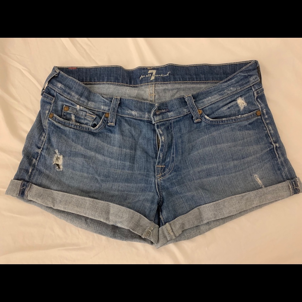 7 For All Mankind Denim Roll-up Shorts - Size 29